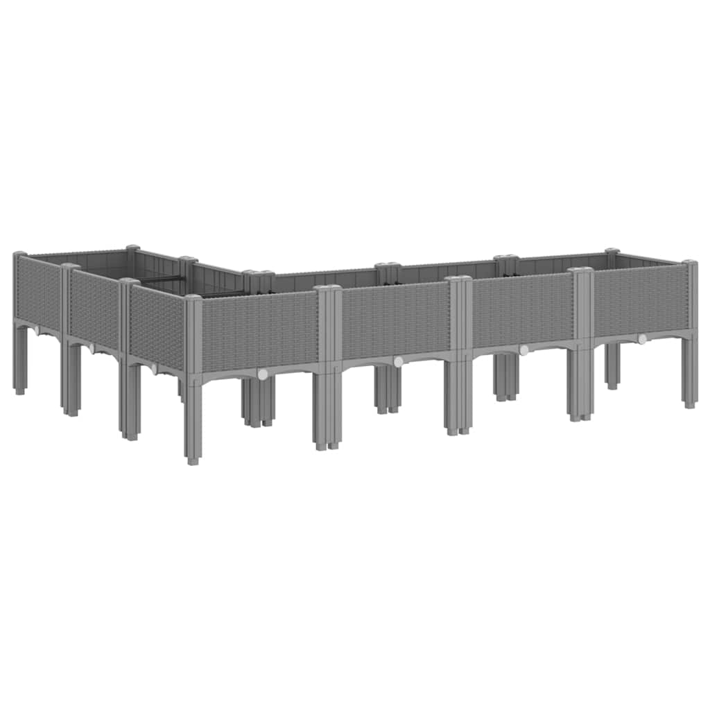 vidaXL Pflanzkasten mit Beinen Hellgrau 160x120x42 cm PP