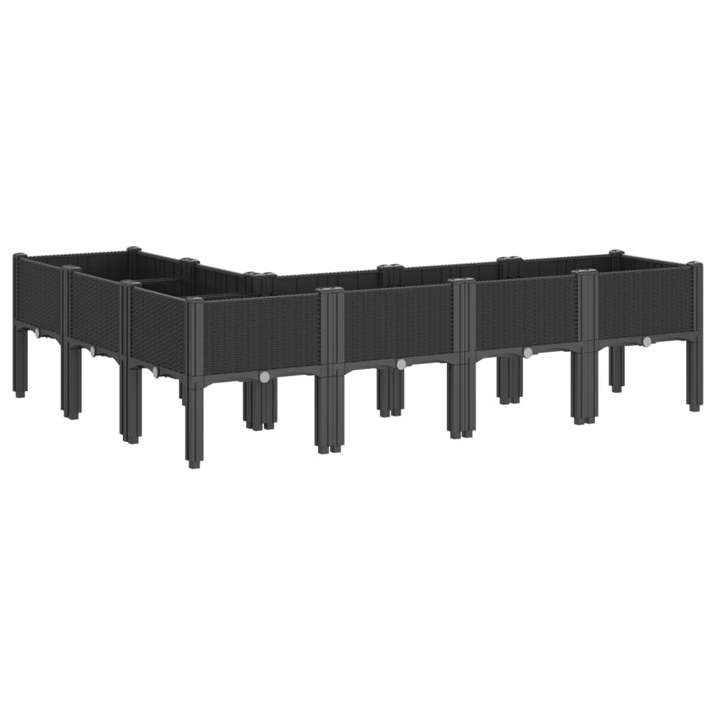vidaXL Pflanzkasten mit Beinen Schwarz 160x120x42 cm PP