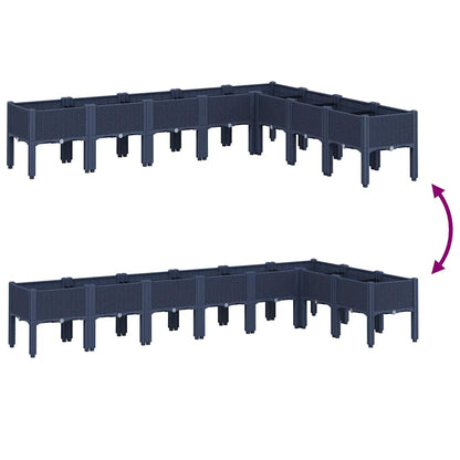 Pflanzkasten mit Beinen Blaugrau 200x160x42 cm PP