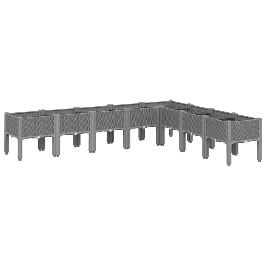 vidaXL Pflanzkasten mit Beinen Hellgrau 200x160x42 cm PP