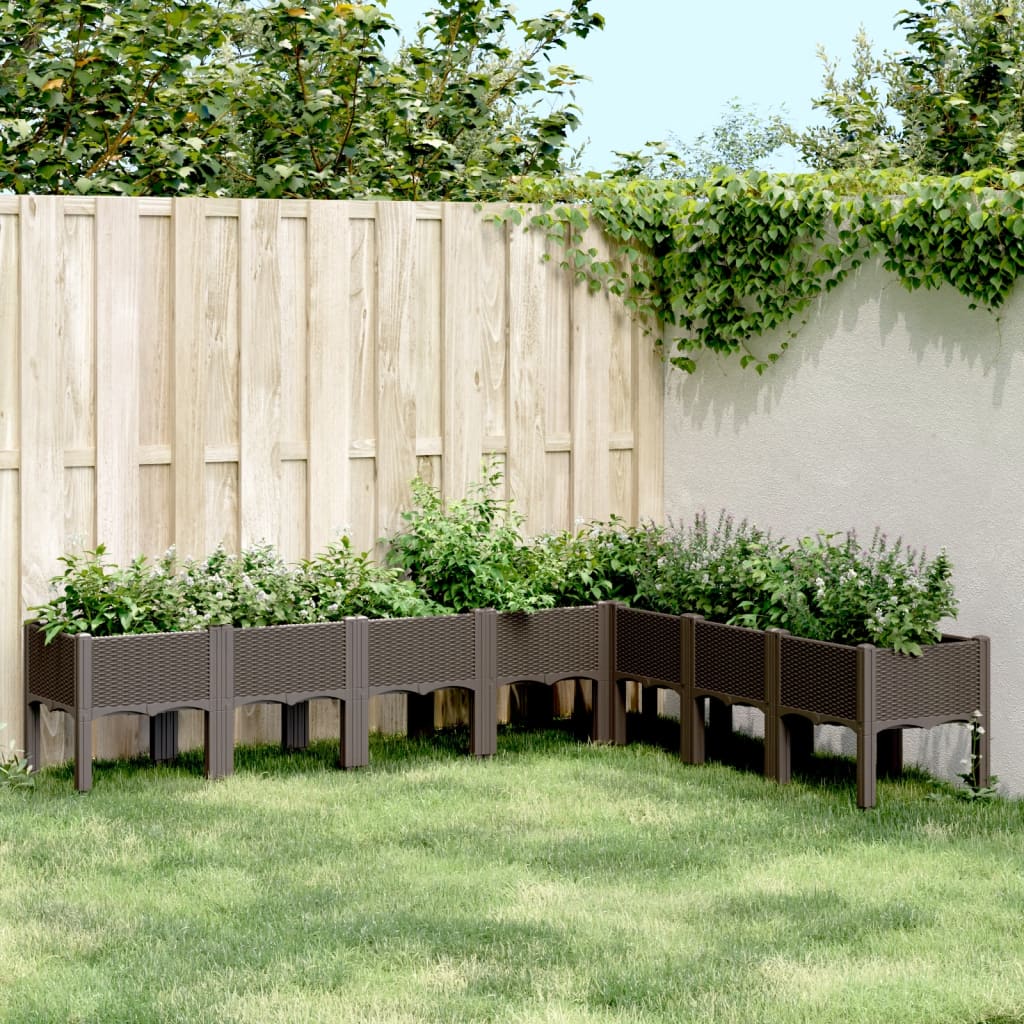 vidaXL Pflanzkasten mit Beinen Braun 200x160x42 cm PP