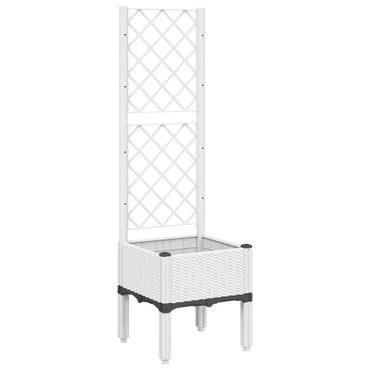 vidaXL Pflanzkübel mit Rankgitter Weiß 40x40x142 cm PP