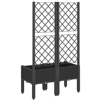 vidaXL Pflanzkübel mit Rankgitter Schwarz 80x40x142 cm PP