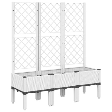 vidaXL Pflanzkübel mit Rankgitter Weiß 120x40x142 cm PP