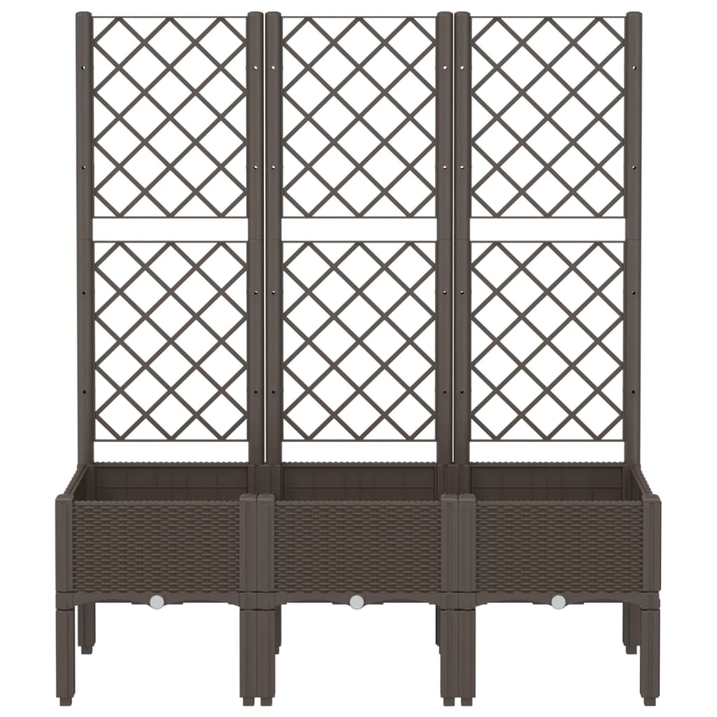 vidaXL Pflanzkübel mit Rankgitter Braun 120x40x142 cm PP