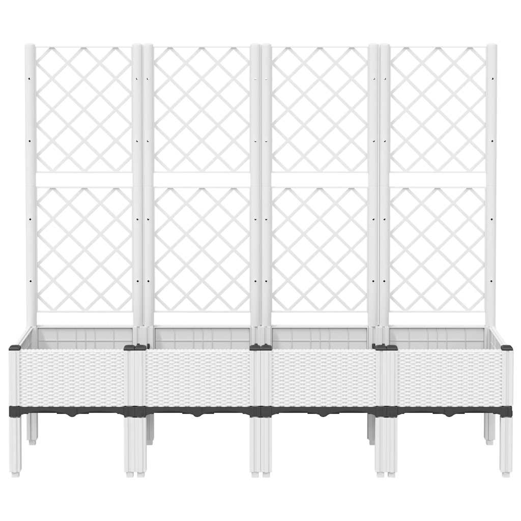 vidaXL Pflanzkübel mit Rankgitter Weiß 160x40x142 cm PP