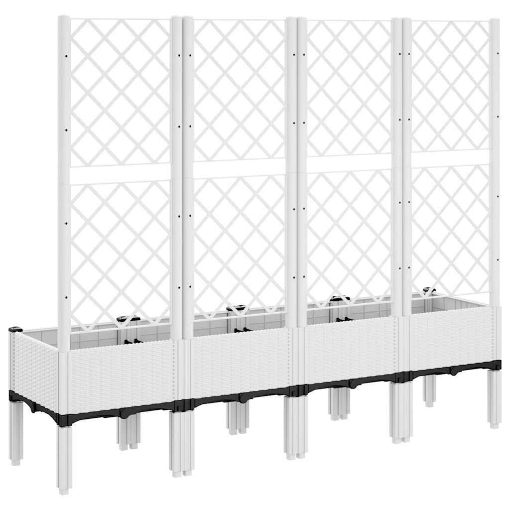vidaXL Pflanzkübel mit Rankgitter Weiß 160x40x142 cm PP