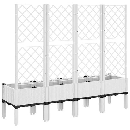 vidaXL Pflanzkübel mit Rankgitter Weiß 160x40x142 cm PP