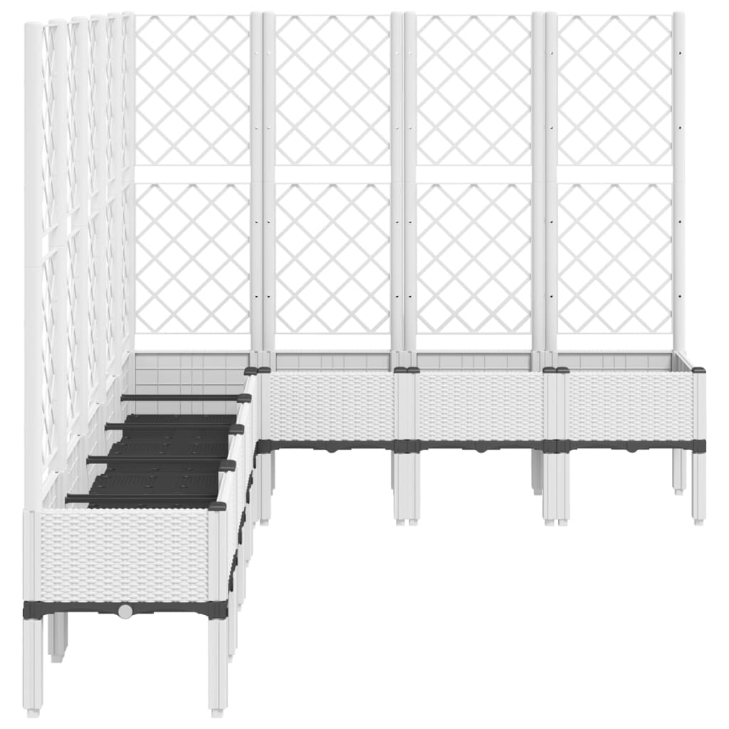 vidaXL Pflanzkübel mit Rankgitter Weiß 200x160x142 cm PP