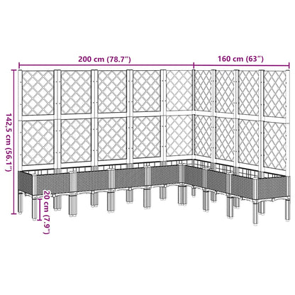 vidaXL Pflanzkübel mit Rankgitter Braun 200x160x142 cm PP