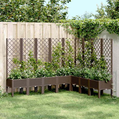 vidaXL Pflanzkübel mit Rankgitter Braun 200x160x142 cm PP