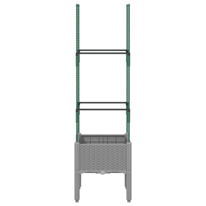 vidaXL Pflanzkübel mit Rankgitter Hellgrau 40x40x142,5 cm PP