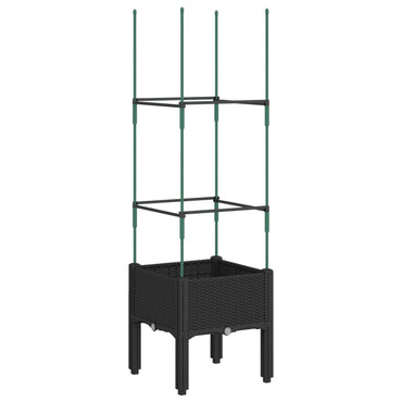 vidaXL Pflanzkübel mit Rankgitter Schwarz 40x40x142,5 cm PP