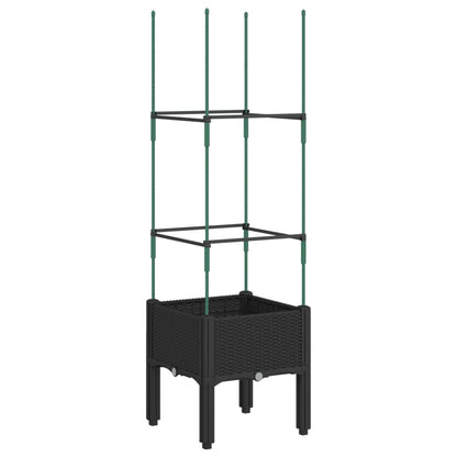 vidaXL Pflanzkübel mit Rankgitter Schwarz 40x40x142,5 cm PP