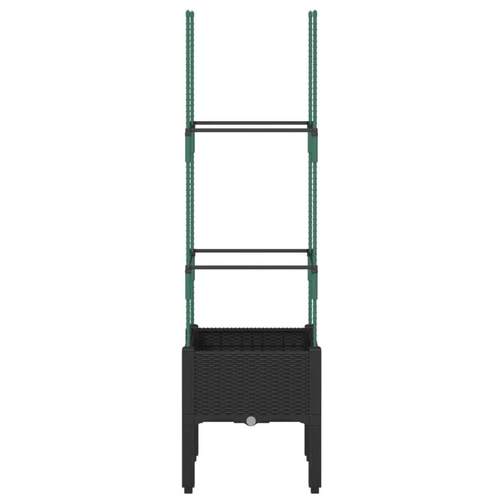 vidaXL Pflanzkübel mit Rankgitter Schwarz 40x40x142,5 cm PP