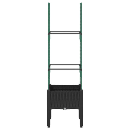 vidaXL Pflanzkübel mit Rankgitter Schwarz 40x40x142,5 cm PP