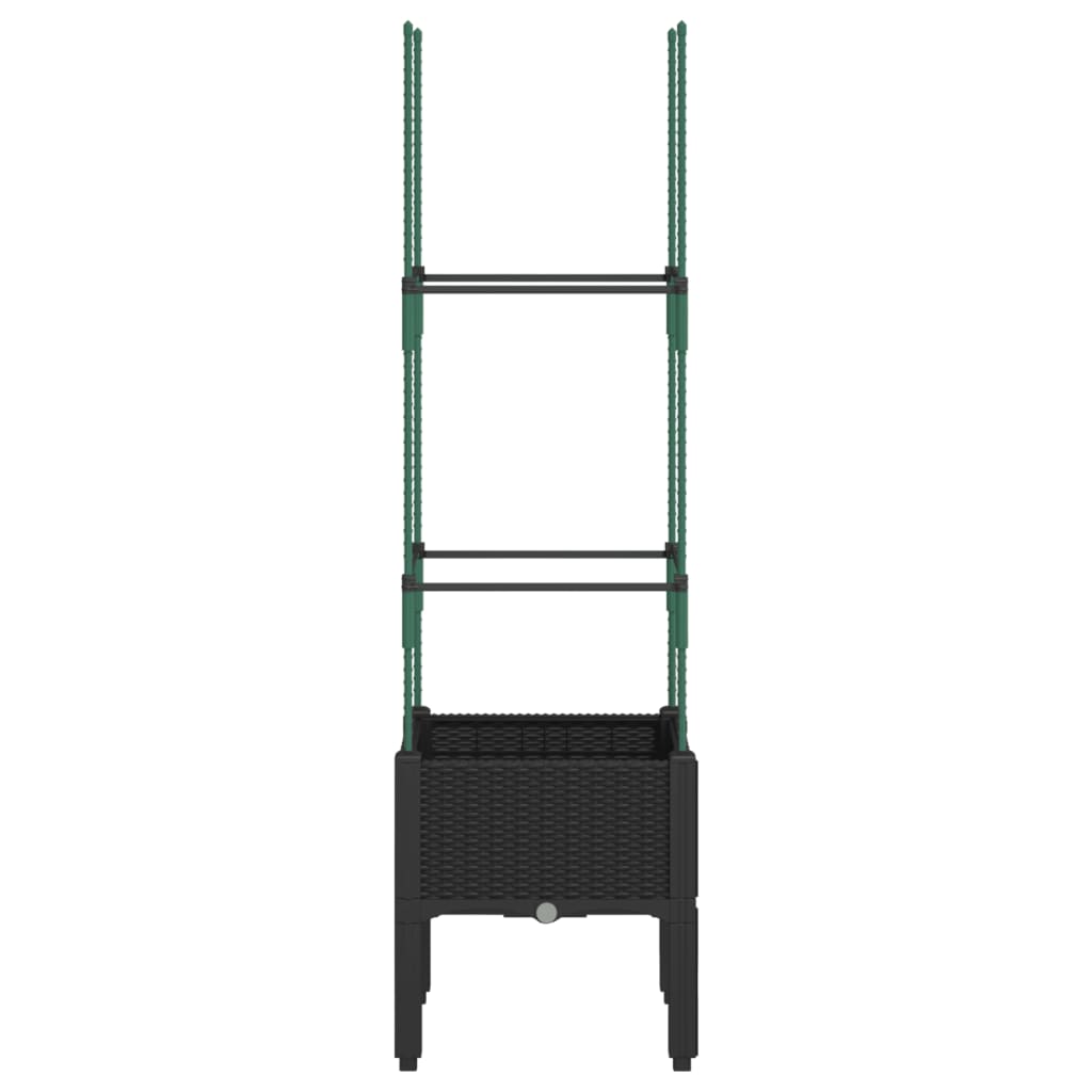 vidaXL Pflanzkübel mit Rankgitter Schwarz 40x40x142,5 cm PP