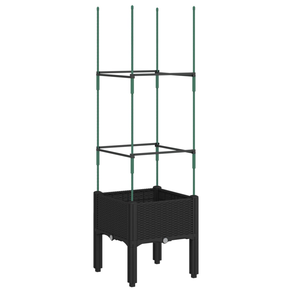 vidaXL Pflanzkübel mit Rankgitter Schwarz 40x40x142,5 cm PP