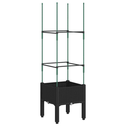 vidaXL Pflanzkübel mit Rankgitter Schwarz 40x40x142,5 cm PP