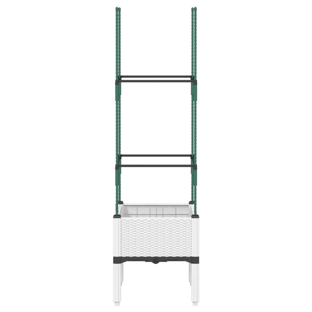 vidaXL Pflanzkübel mit Rankgitter Weiß 40x40x142,5 cm PP