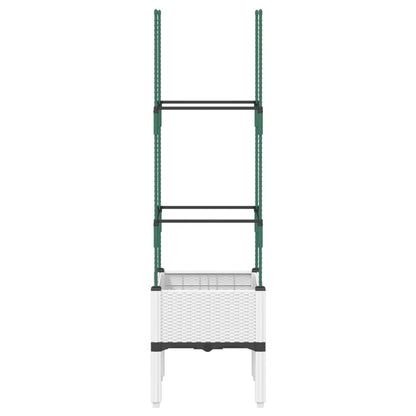 vidaXL Pflanzkübel mit Rankgitter Weiß 40x40x142,5 cm PP