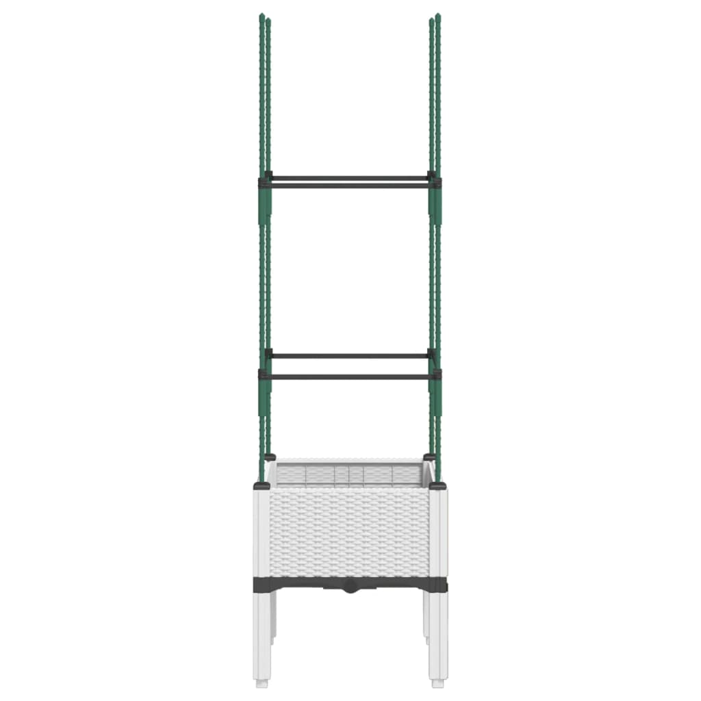 vidaXL Pflanzkübel mit Rankgitter Weiß 40x40x142,5 cm PP