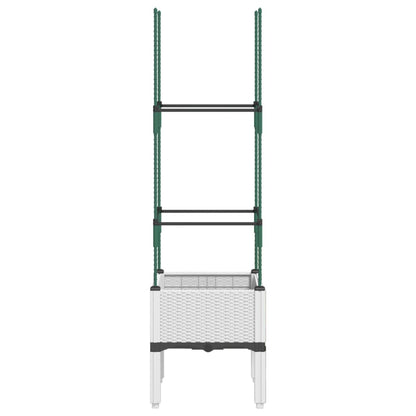 vidaXL Pflanzkübel mit Rankgitter Weiß 40x40x142,5 cm PP