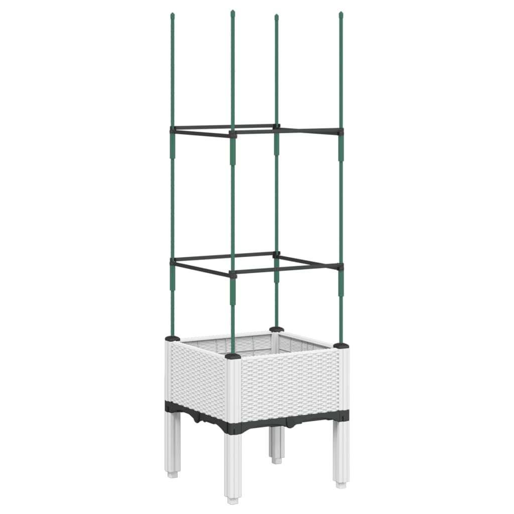 vidaXL Pflanzkübel mit Rankgitter Weiß 40x40x142,5 cm PP