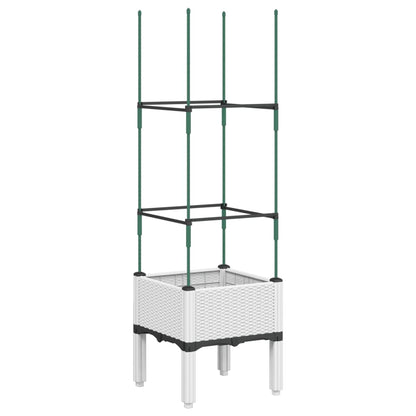 vidaXL Pflanzkübel mit Rankgitter Weiß 40x40x142,5 cm PP