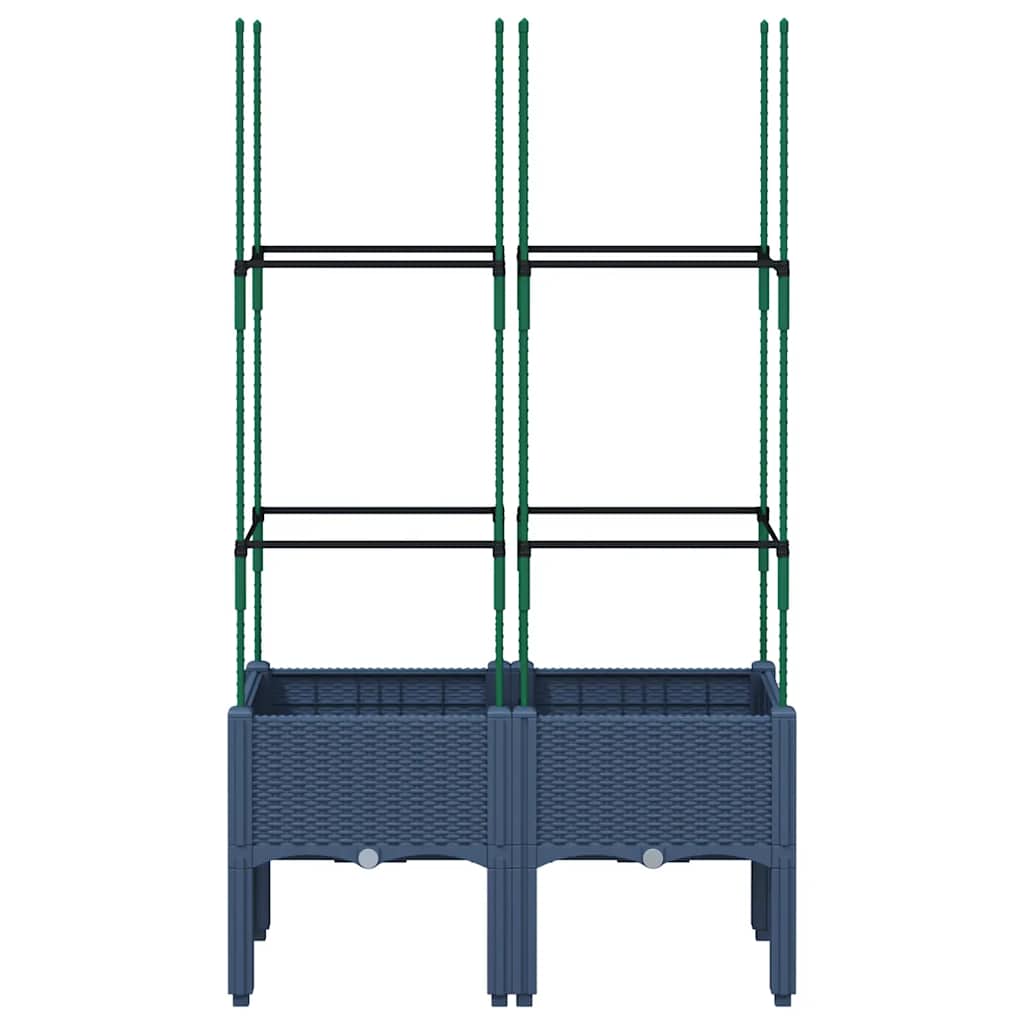 vidaXL Pflanzkübel mit Rankgitter Blaugrau 80x40x142,5 cm PP