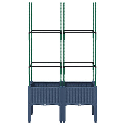 vidaXL Pflanzkübel mit Rankgitter Blaugrau 80x40x142,5 cm PP