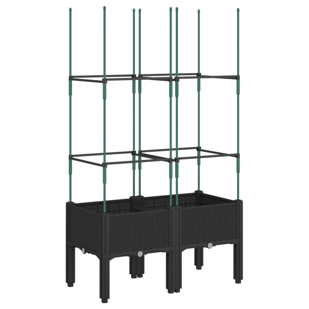 vidaXL Pflanzkübel mit Rankgitter Schwarz 80x40x142,5 cm PP