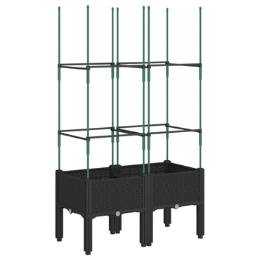 vidaXL Pflanzkübel mit Rankgitter Schwarz 80x40x142,5 cm PP