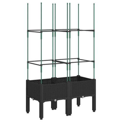 vidaXL Pflanzkübel mit Rankgitter Schwarz 80x40x142,5 cm PP