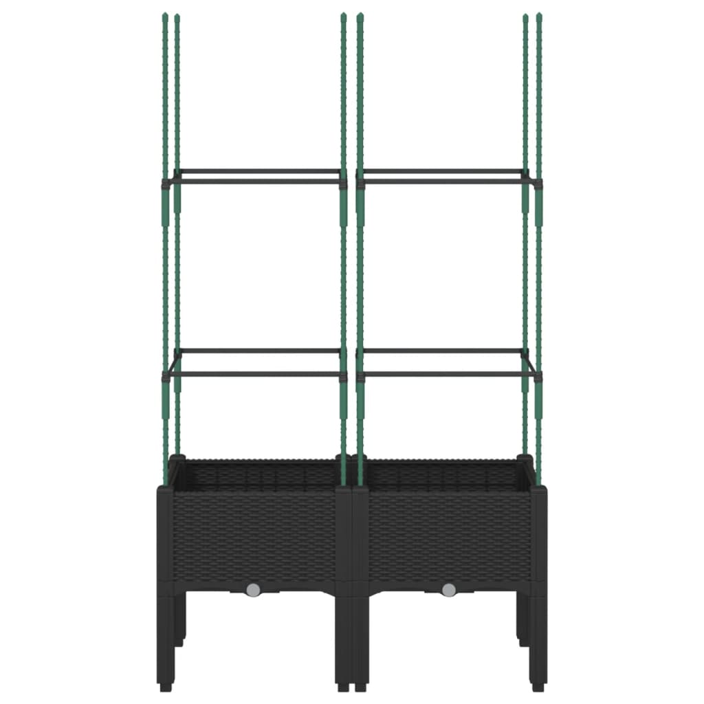 vidaXL Pflanzkübel mit Rankgitter Schwarz 80x40x142,5 cm PP
