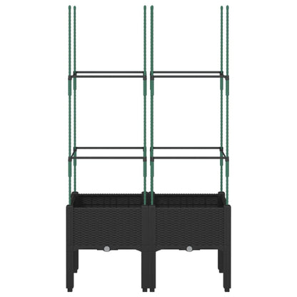 vidaXL Pflanzkübel mit Rankgitter Schwarz 80x40x142,5 cm PP