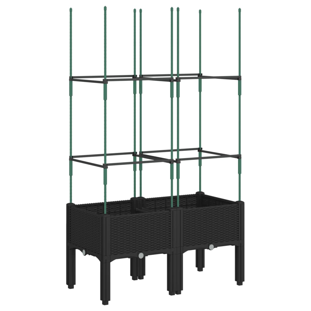 vidaXL Pflanzkübel mit Rankgitter Schwarz 80x40x142,5 cm PP
