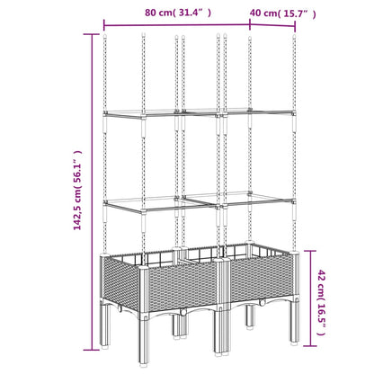vidaXL Pflanzkübel mit Rankgitter Schwarz 80x40x142,5 cm PP