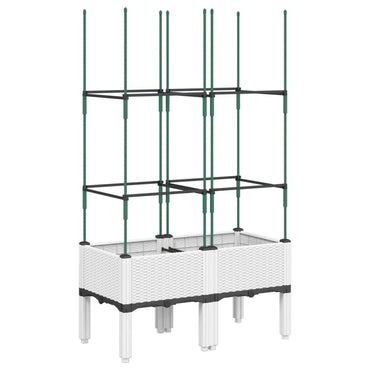 vidaXL Pflanzkübel mit Rankgitter Weiß 80x40x142,5 cm PP