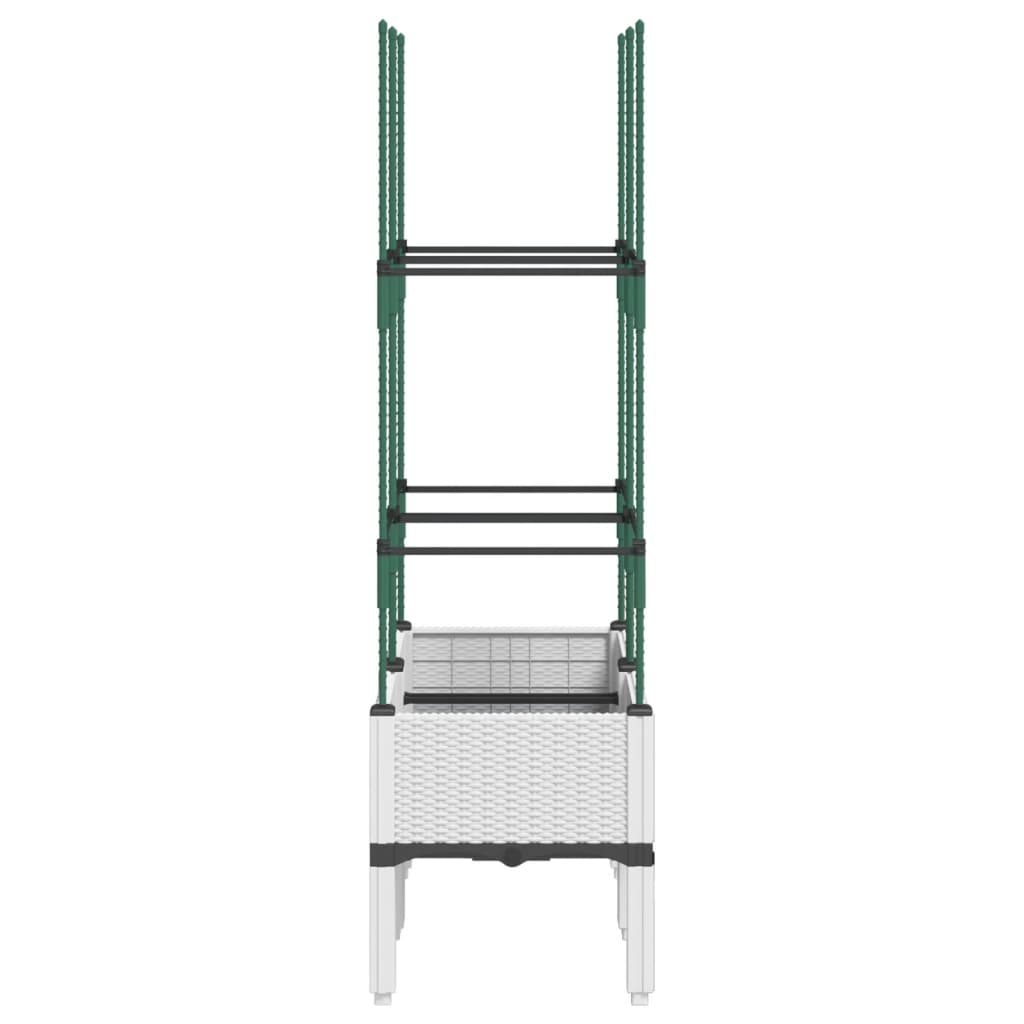 vidaXL Pflanzkübel mit Rankgitter Weiß 80x40x142,5 cm PP