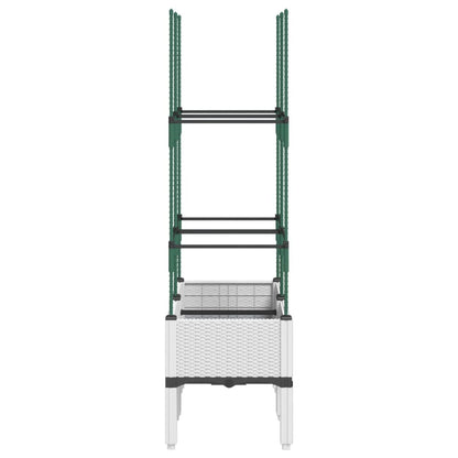 vidaXL Pflanzkübel mit Rankgitter Weiß 80x40x142,5 cm PP