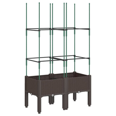 vidaXL Pflanzkübel mit Rankgitter Braun 80x40x142,5 cm PP