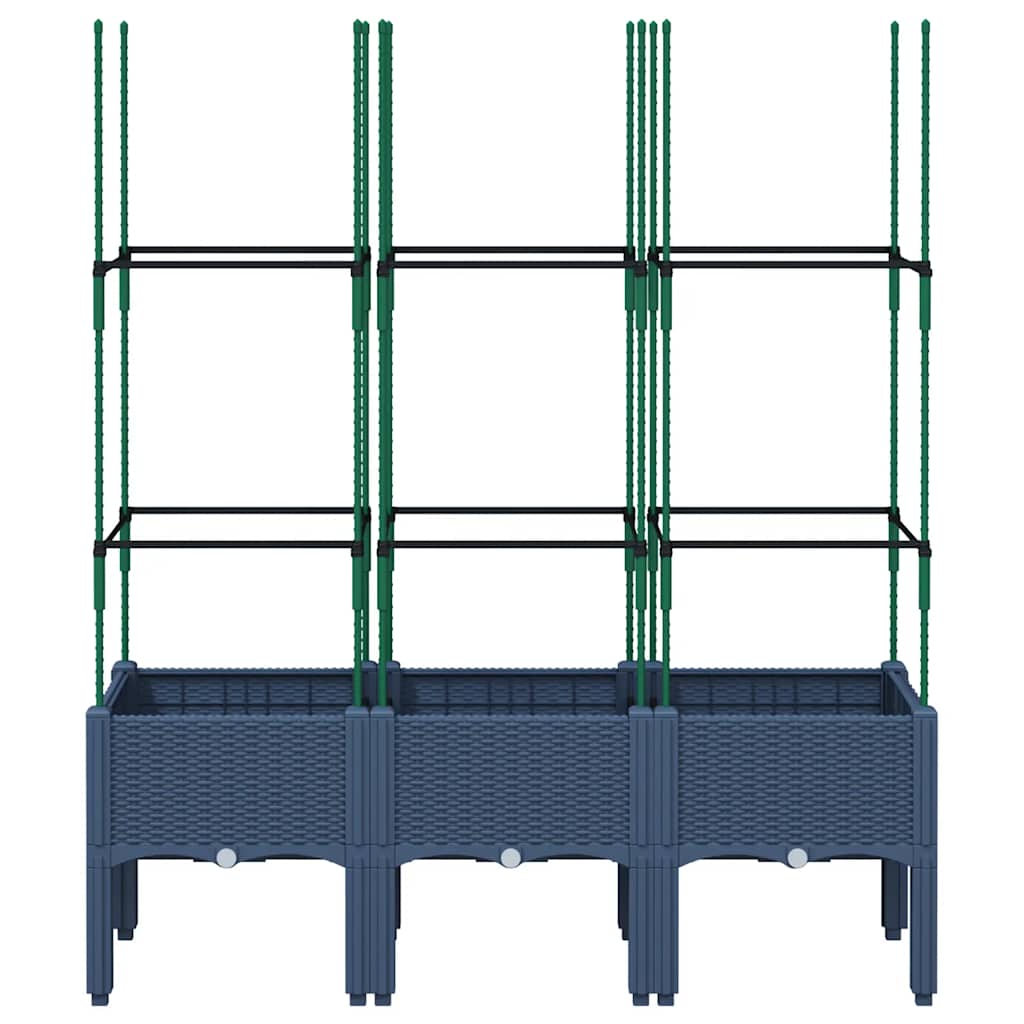 vidaXL Pflanzkübel mit Rankgitter Blaugrau 120x40x142,5 cm PP