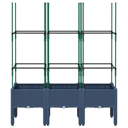 vidaXL Pflanzkübel mit Rankgitter Blaugrau 120x40x142,5 cm PP