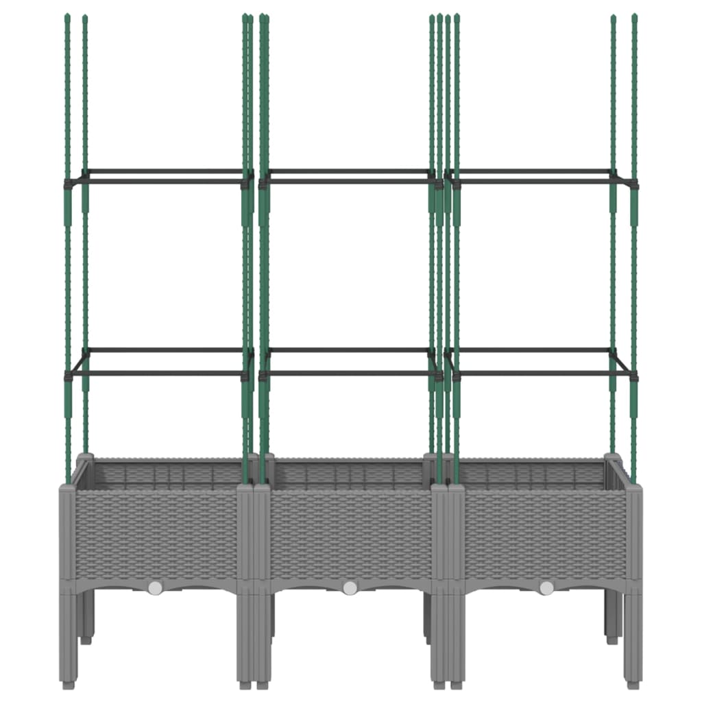 vidaXL Pflanzkübel mit Rankgitter Hellgrau 120x40x142,5 cm PP