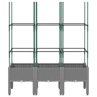 vidaXL Pflanzkübel mit Rankgitter Hellgrau 120x40x142,5 cm PP