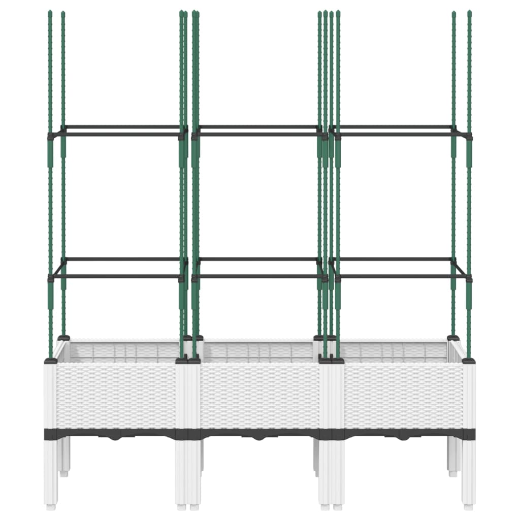 vidaXL Pflanzkübel mit Rankgitter Weiß 120x40x142,5 cm PP