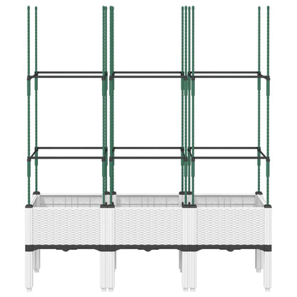 vidaXL Pflanzkübel mit Rankgitter Weiß 120x40x142,5 cm PP