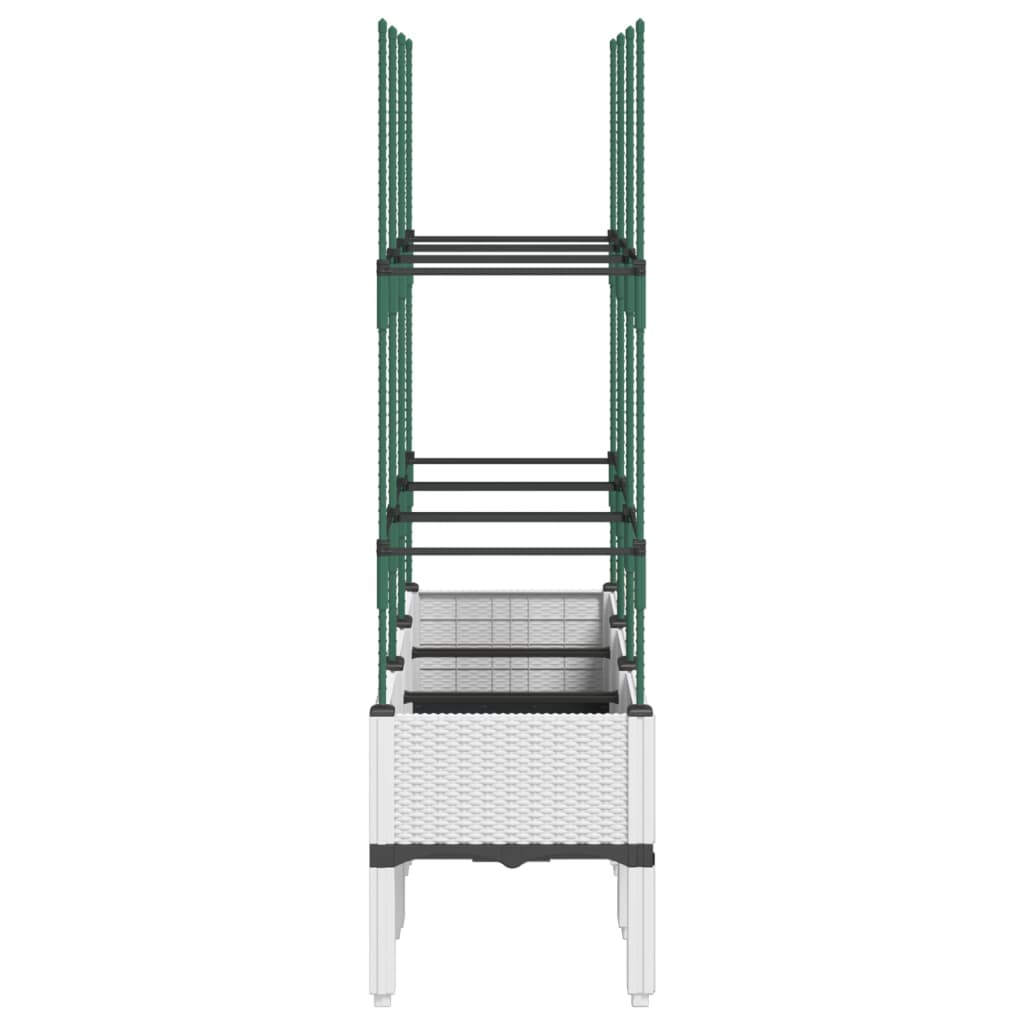 vidaXL Pflanzkübel mit Rankgitter Weiß 120x40x142,5 cm PP