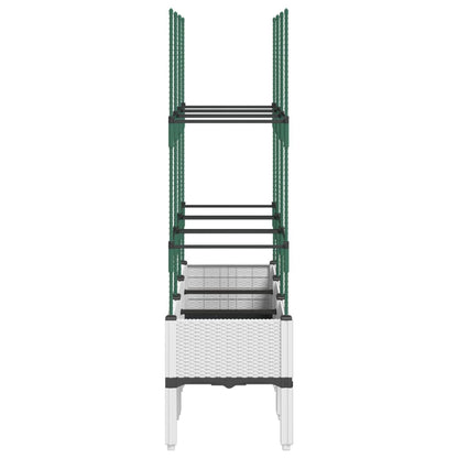 vidaXL Pflanzkübel mit Rankgitter Weiß 120x40x142,5 cm PP